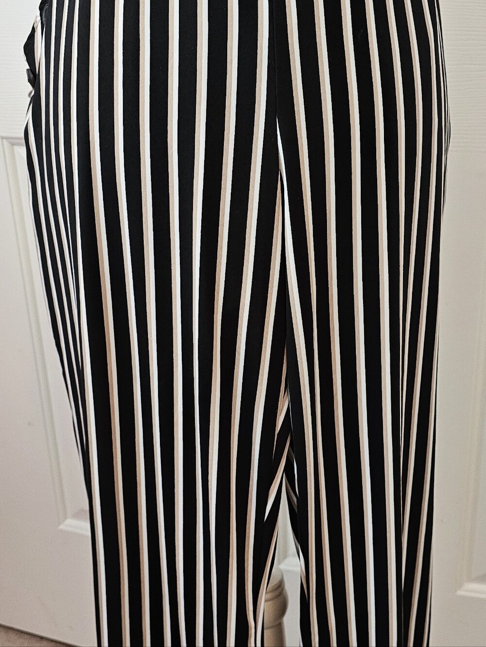 Black & White Vertical Stripe Wide-Leg Pants Size 1X